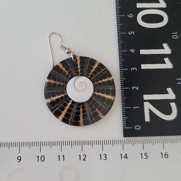 Earrings Geometric Circle Shell Earrings #0338 - Picture 7 of 11